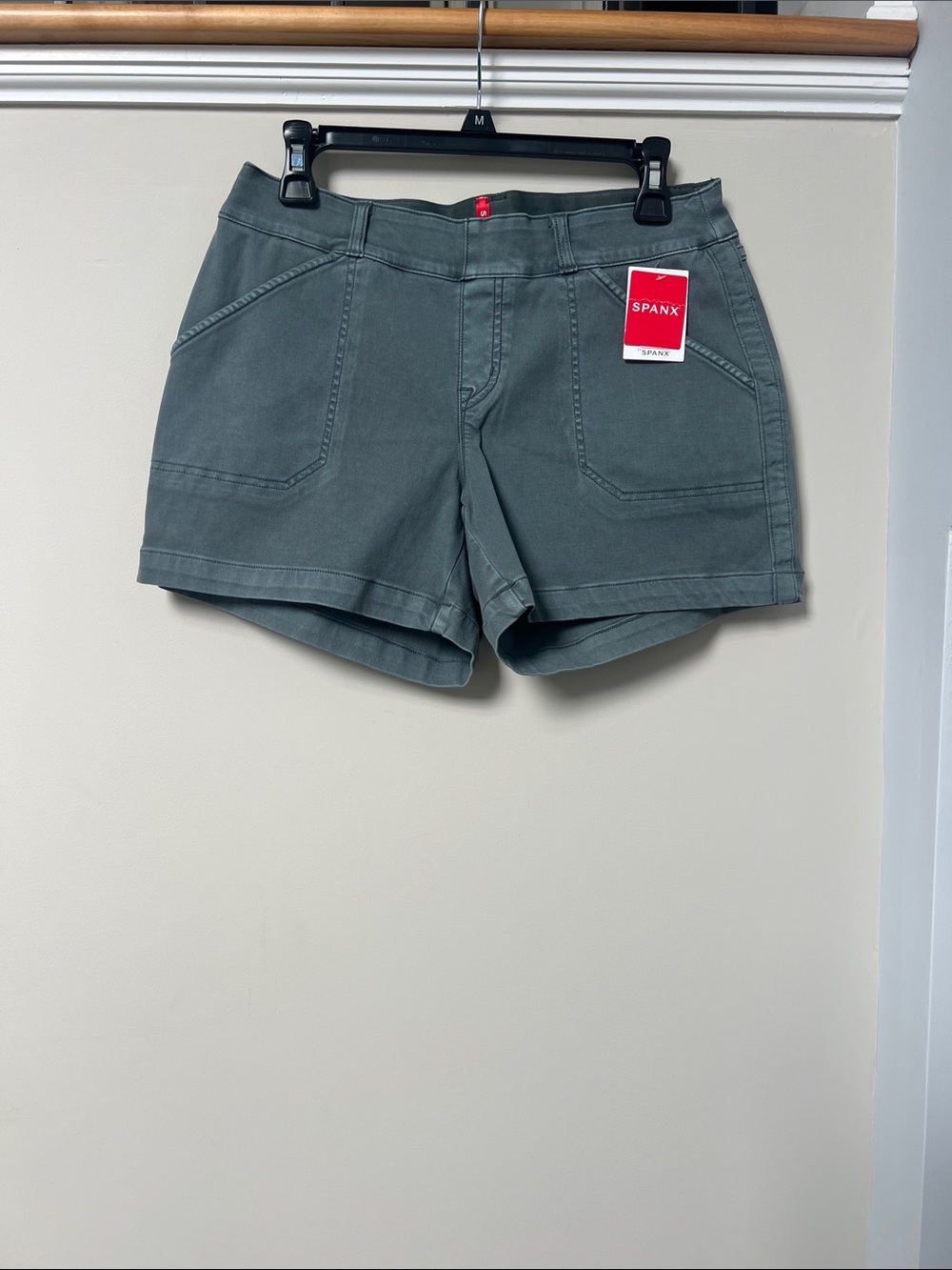 SPANX label says color blue 
Stretch twill Shorts
New with tag